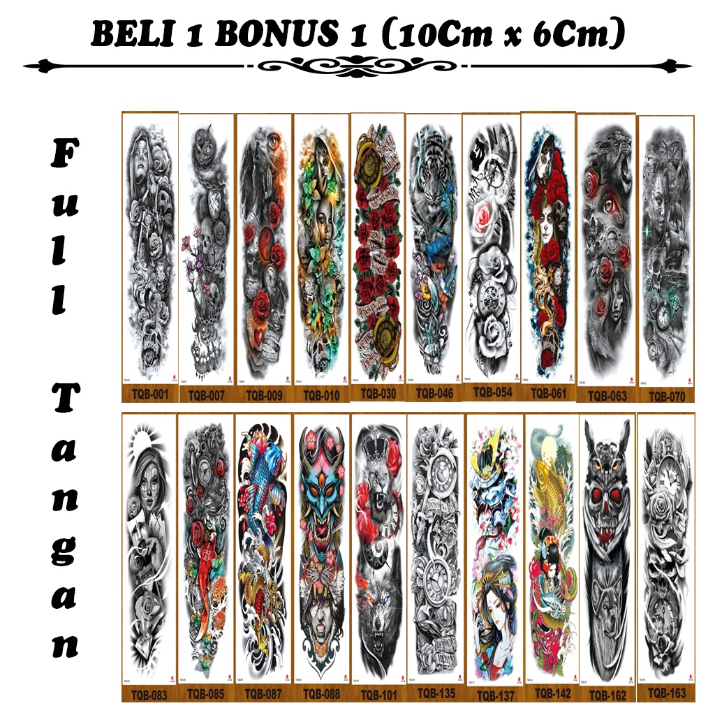 Jual TATO TEMPORARY UKURAN FULL ARM FULL TANGAN TATTOO SEMENTARA STIKER