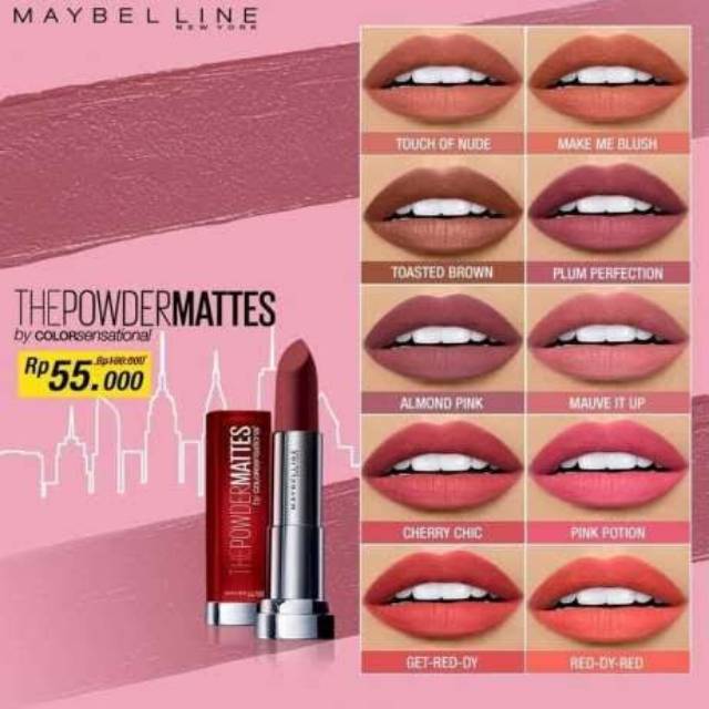 Lipstik Maybelline Powder Mattes Color Sensational Warna Almond Pink