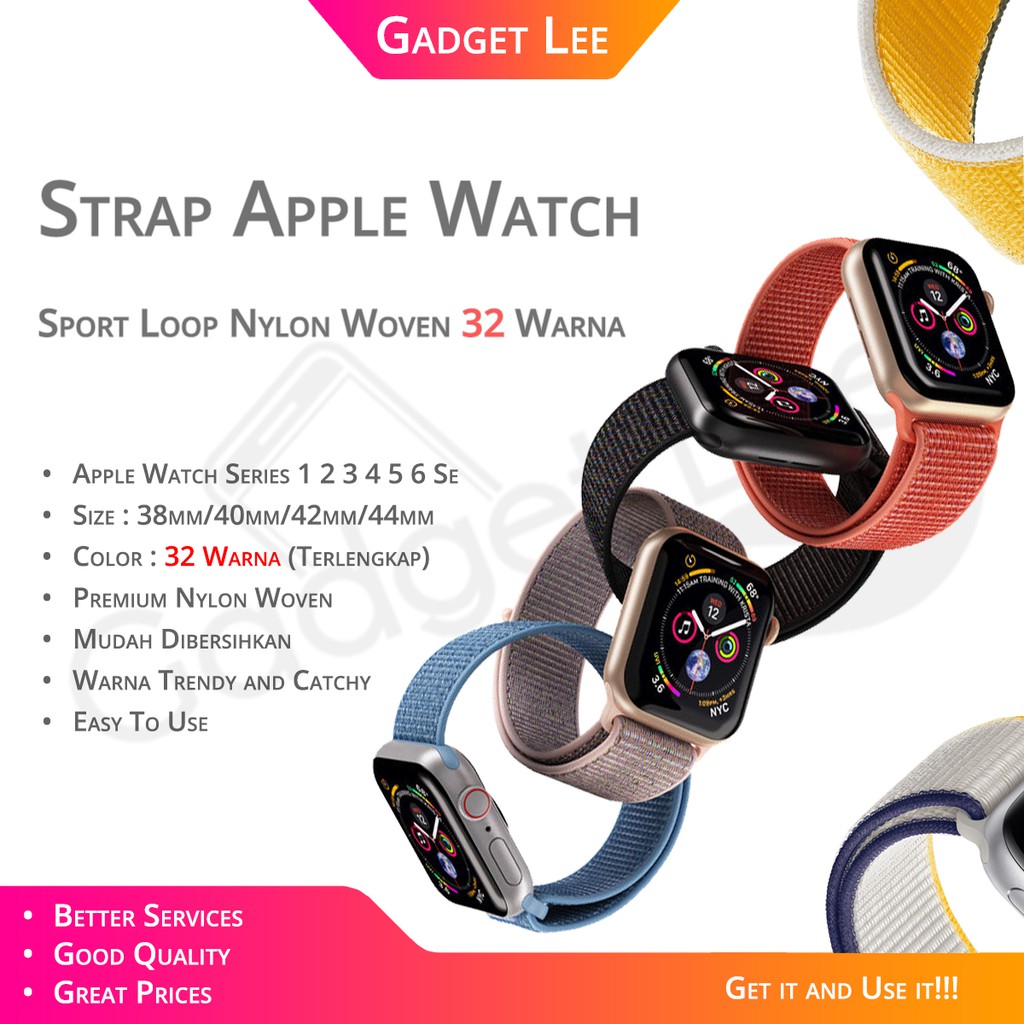 Jual Strap Apple Watch Sport Loop Nylon Woven Strap Band Sport Loop Sport Band Series 1 2 3 4 5 6 Se | Shopee Indonesia