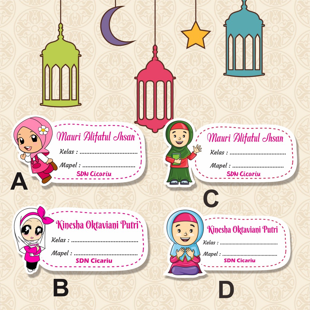 Stiker nama sampul buku Tulis Tema Muslimah Anak Sholeh Sholihah