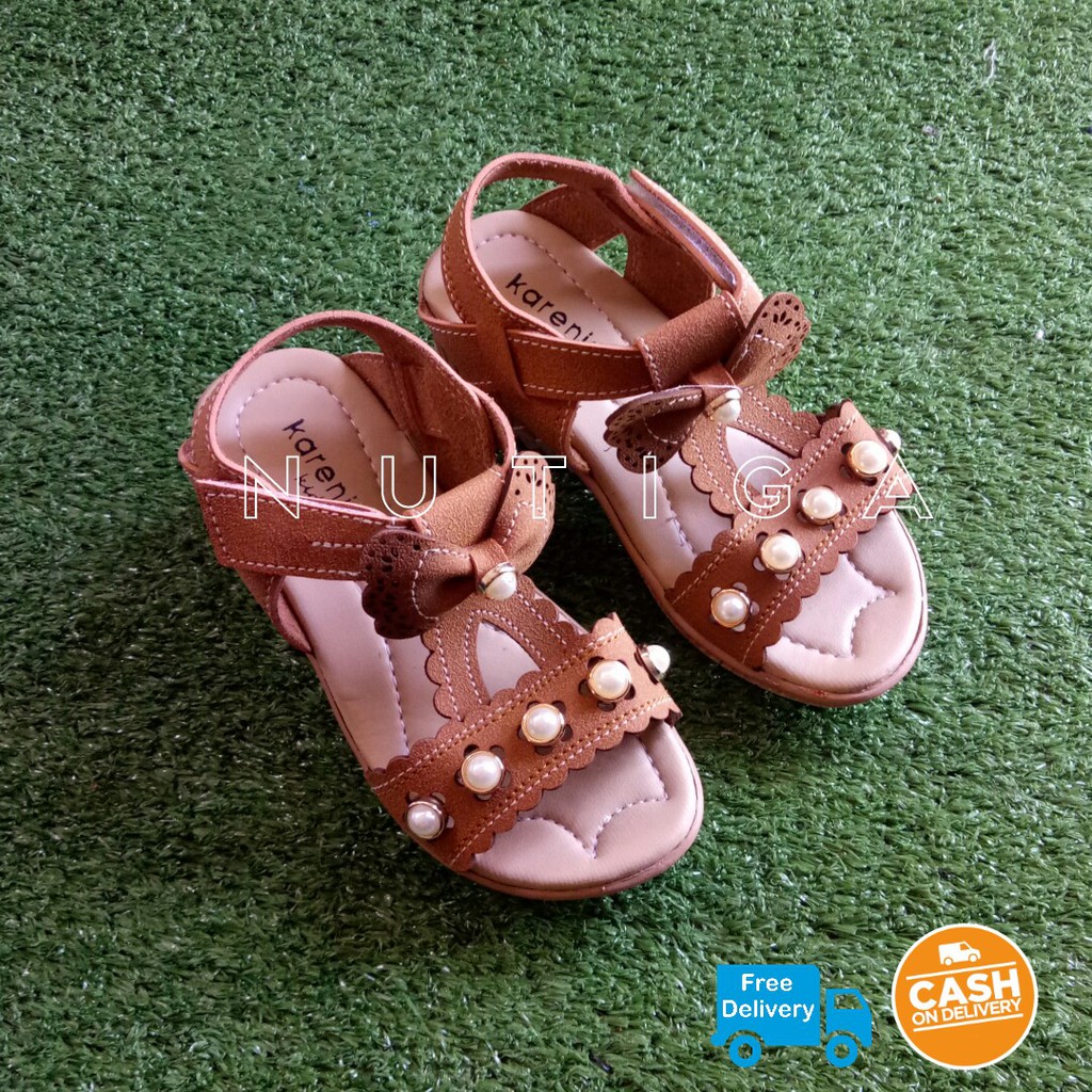 Wisesa Sandal Selop Anak Perempuan Platform Hak Tinggi Kulit Lembut
