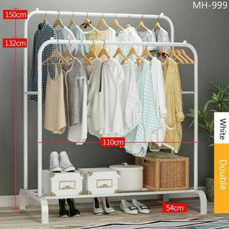 Jual Big Stand Hanger Double/ Rak Baju Indonesia
