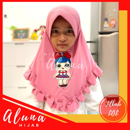 jaman now Hijab anak LED bisa Nyala Rempel Kids LOL jersay airis hijab