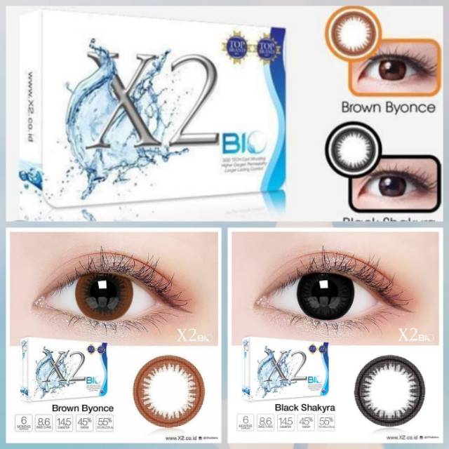 Jual Softlens X2 Bio Black And Brown/Soflen Warna Hitam/Soflens Coklat X2 Bio Normal S/D -6.00 | Shopee Indonesia