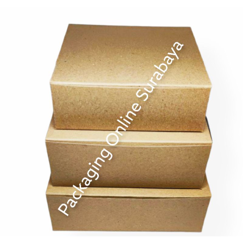 Jual Kraft 18 18 6 cm laminasi box kotak kemasan packing dus spiku tart