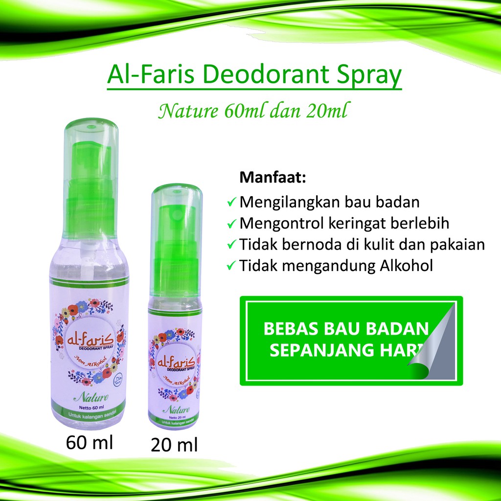 Jual Deodorant Spray Nature 20ml 60ml, Deodoran Alami Natural Halal,  Deodorant Non Alkohol Indonesia|Shopee Indonesia
