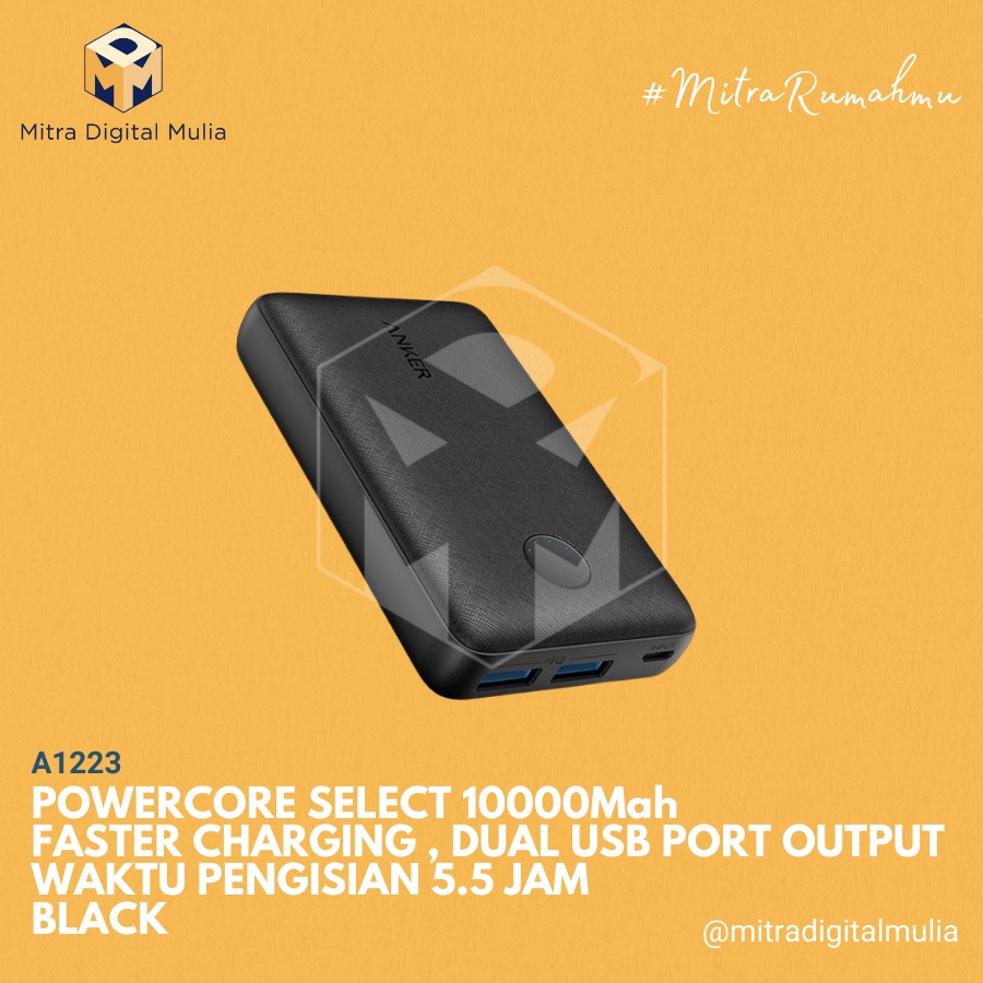 Jual Anker A1223 Power Core Select 10000 Mah Power Bank Micro USB, USB
