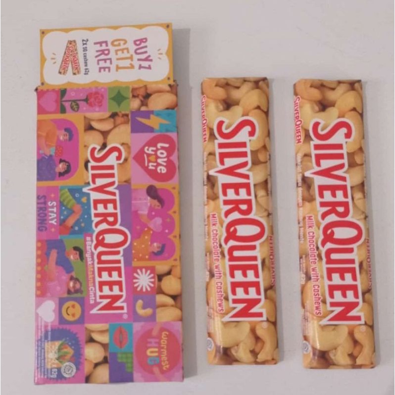 Jual Silverqueen Cokelat Bar / Coklat Silverqueen Batang Kemasan Baru 62 Gr Exp Lama / Cashew / Almond | Shopee Indonesia