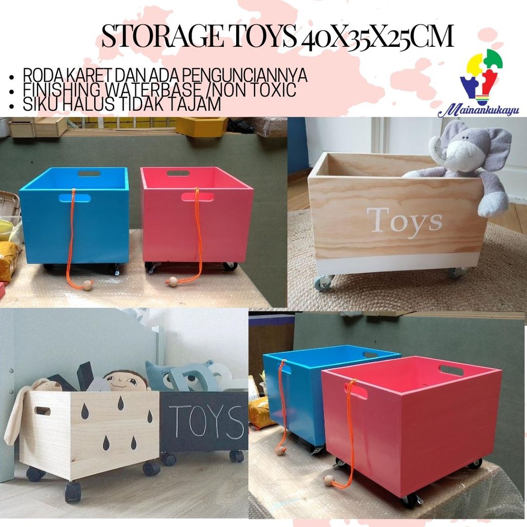 Jual Box Kayu Tempat Penyimpanan Mainan Anak | Shopee Indonesia