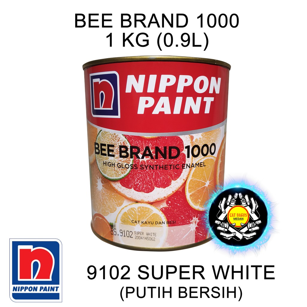 Jual CAT MINYAK CAT KAYU DAN BESI BEE BRAND 1 KG WARNA PUTIH 9102 SUPER WHITE PUTIH BERSIH 1KG
