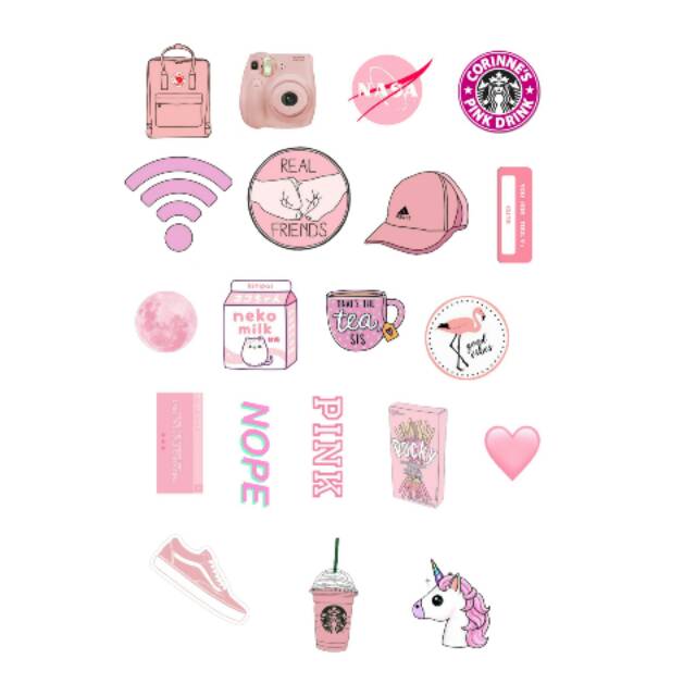 Paling Baru Sticker Set Aesthetic Pink Aneka Stiker Keren