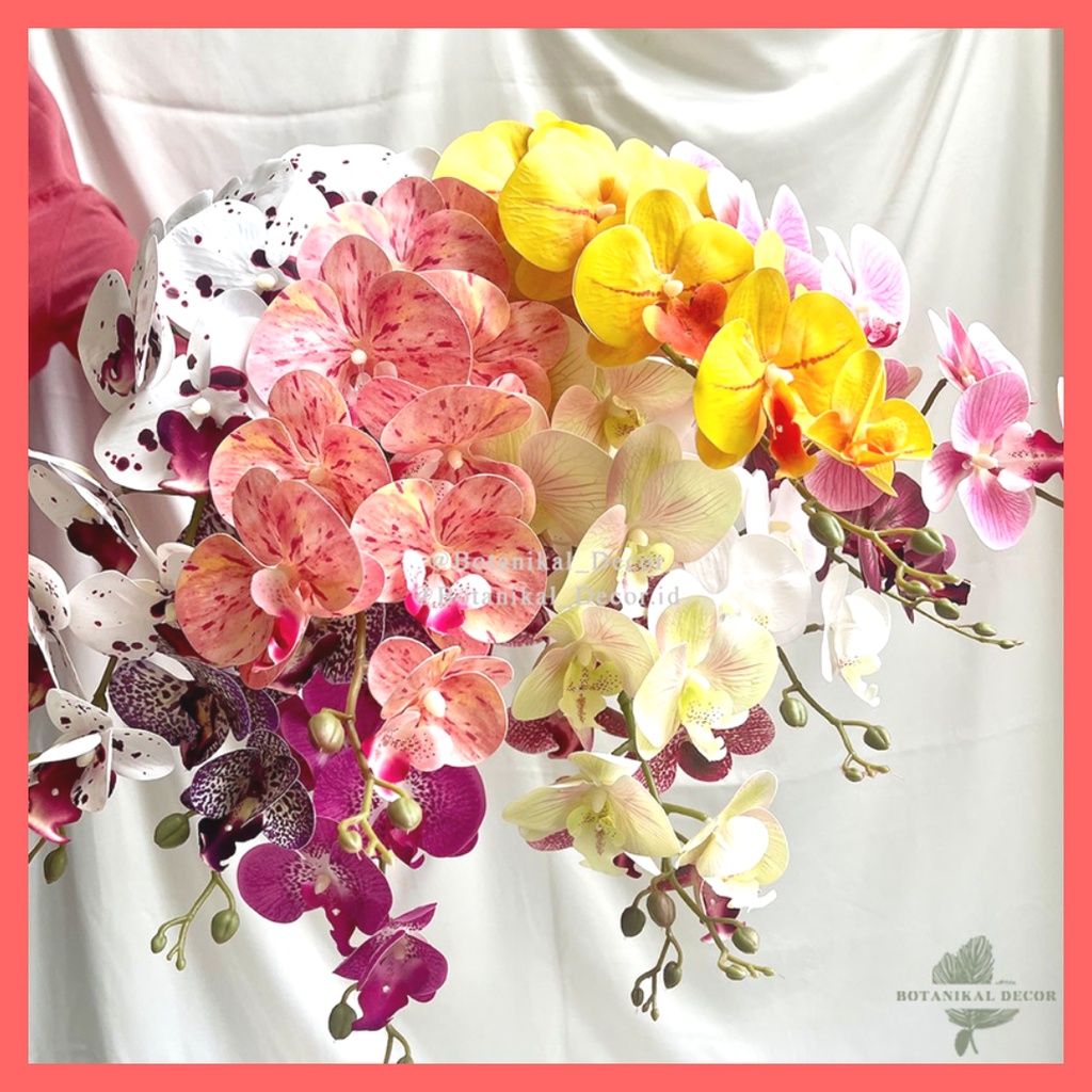 Jual [SILK CLOTH] Bunga Anggrek Premium Orchid Flower Real Touch Hiasan Dekorasi Palsu Plastik