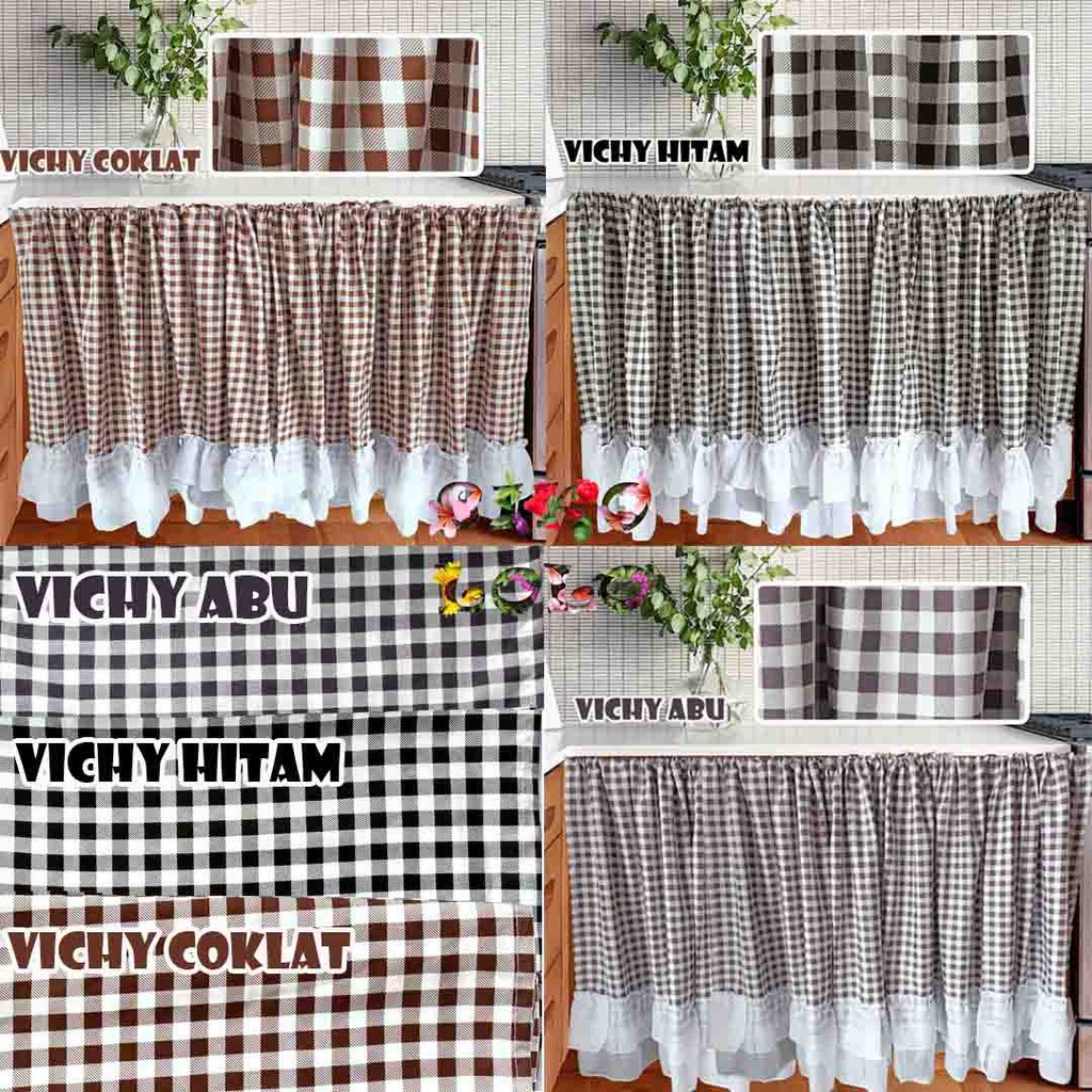 Gorden Kolong Dapur Rumbai Motif Vichy/ Motif Gingham Shopee Indonesia