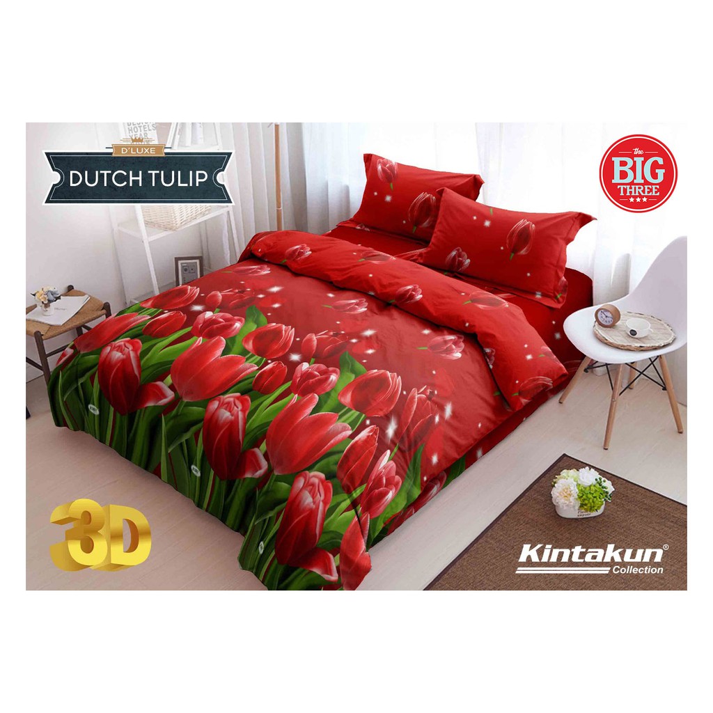 Bedcover + Sprei Rumbai 180x200 / 160x200 KINTAKUN Motif DUTCH TULIP King Queen 180 160