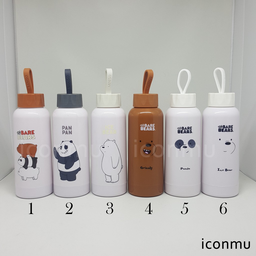 MINISO We Bare Bears Glass Water Bottle 300ml WBB Shopee Indonesia