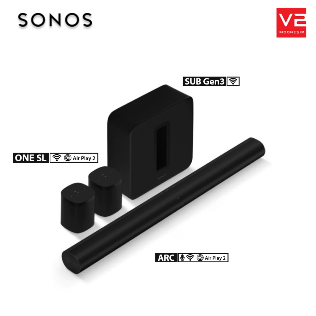 Jual Sonos 5.1.2 Surround Sound Package With Arc + One Sl + Sub Gen3 | Shopee Indonesia