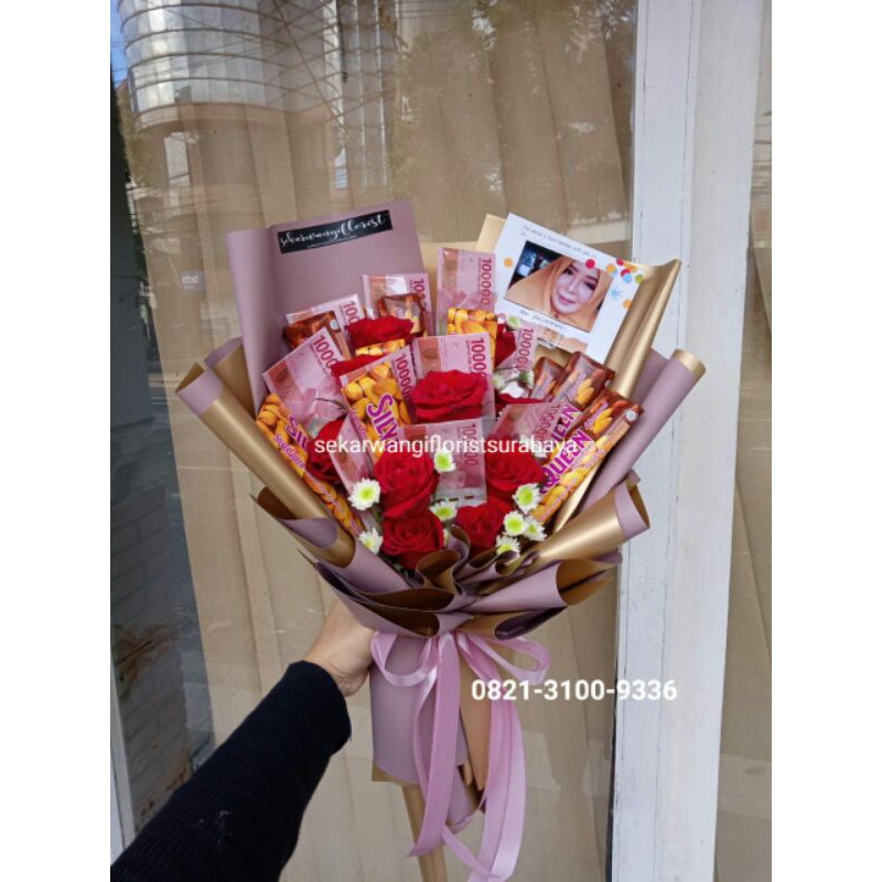 Jual Buket Coklat Surabaya / Buket Bunga Coklat Uang / Bunga Ulang Tahun / Buket Uang Surabaya | Shopee Indonesia
