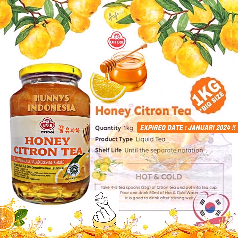 Jual Korean Tea Ottogi Honey Citron Tea 1 KG HALAL MUI BEST BEFORE JANUARI 2024 Honey Tea