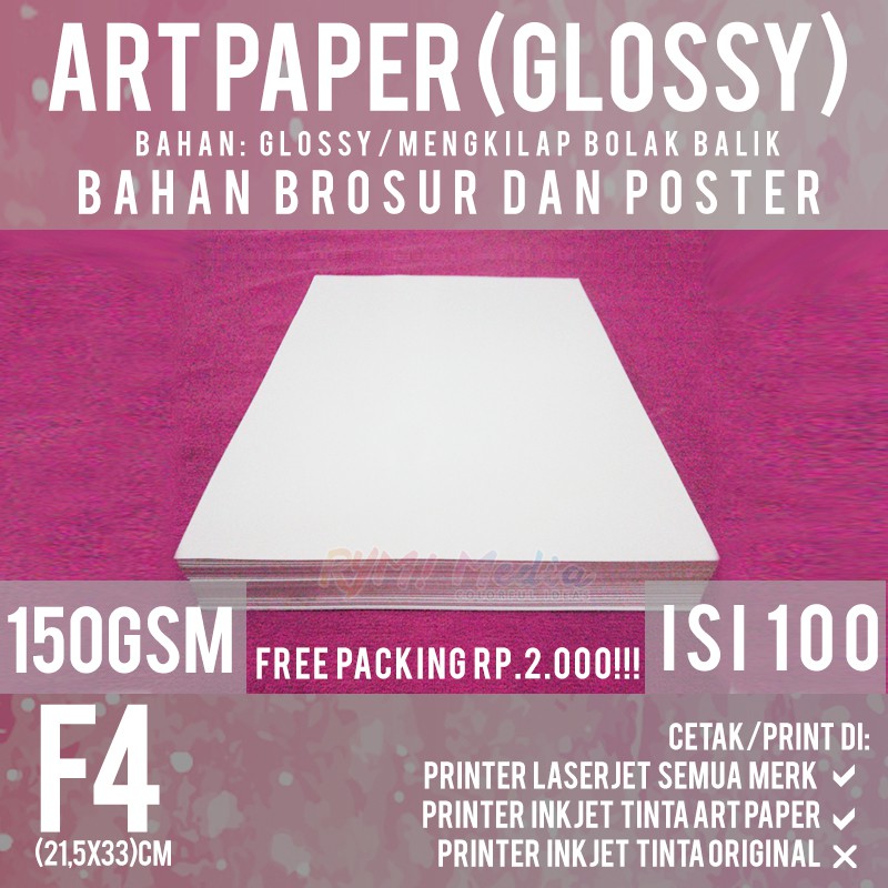 Jual Art Paper 150 gsm F4 isi 100 Lembar / Kertas Bahan Brosur