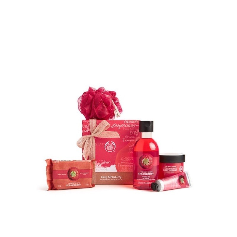 The Body Shop Gift Set Box Small Juicy Strawberry Pampering Essentials