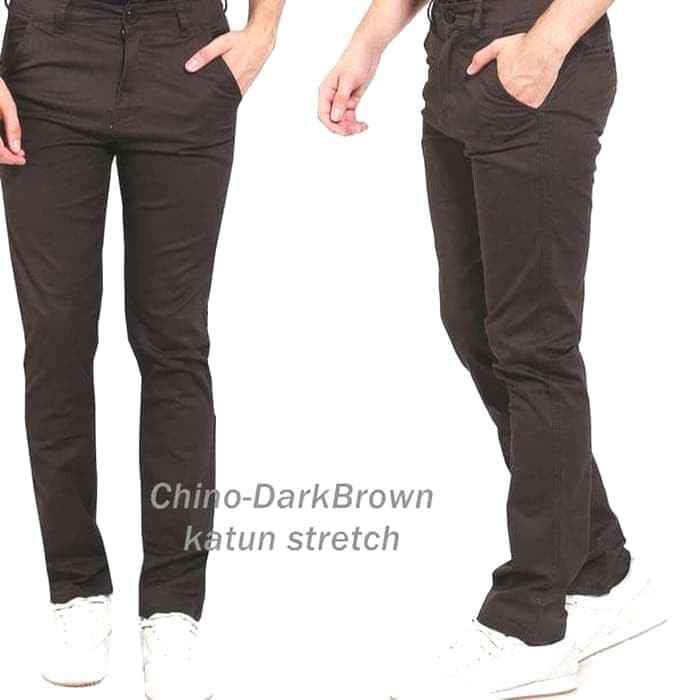 Jual Celana Chino Pria Warna Coklat Tua/Dark Brown | Shopee Indonesia