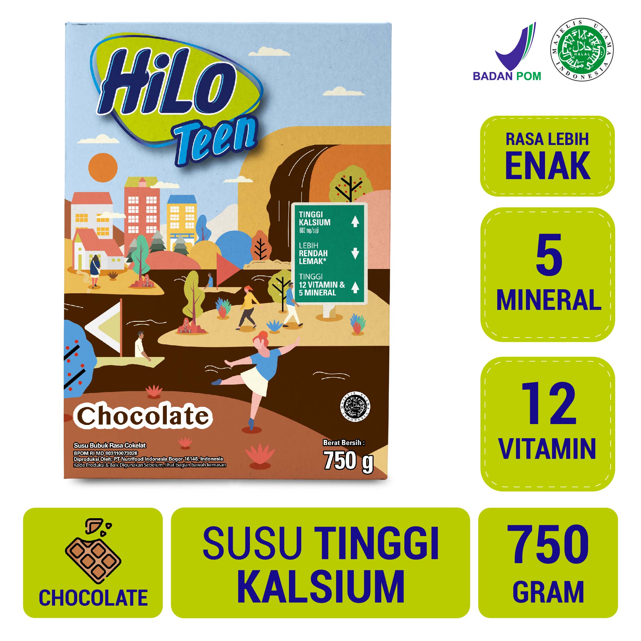 Hilo Teen Chocolate 750 gram Susu Tinggi Kalsium Rendah
