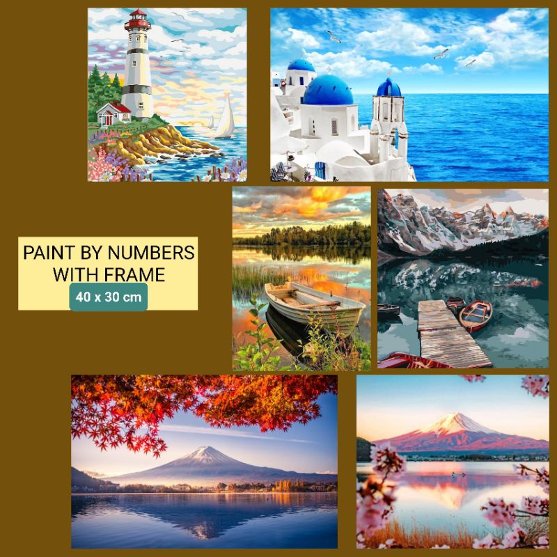 Jual Paint by number painting kit WITH FRAME 40x30 cm lukisan