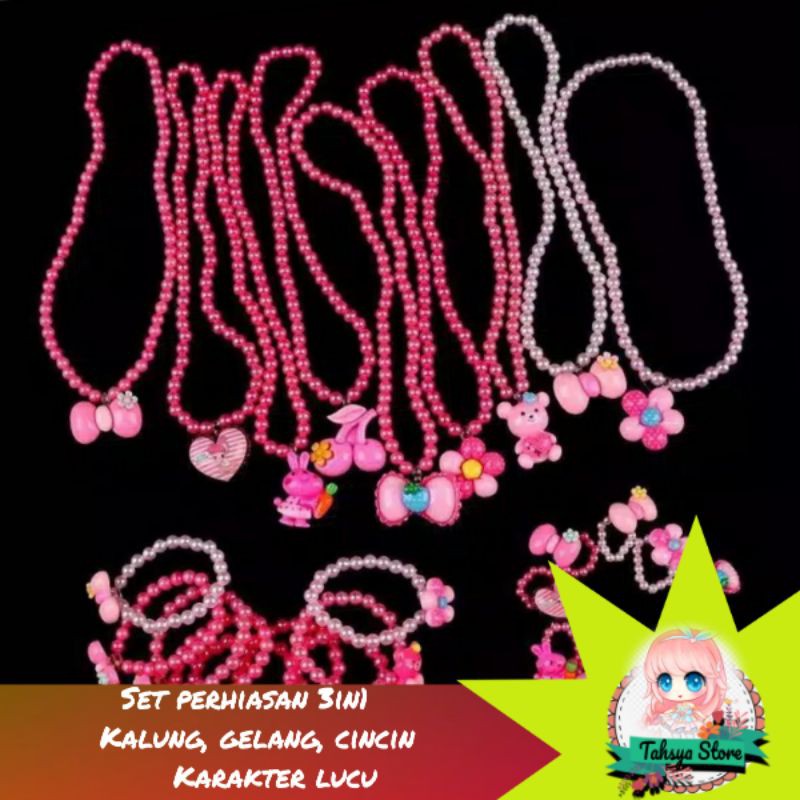 Jual Tahsya Jewelry Kalung Anak Set 3In1 Mainan Anak Gelang Kalung Cincin | Shopee Indonesia