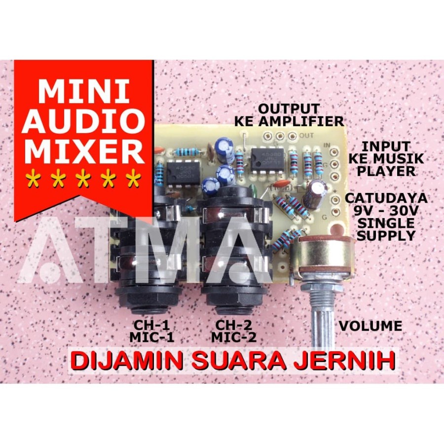 Jual Mini Audio Mixer 2CH Pre Amp Mic Karaoke Mobil Bus 9v 12v 18v 24v