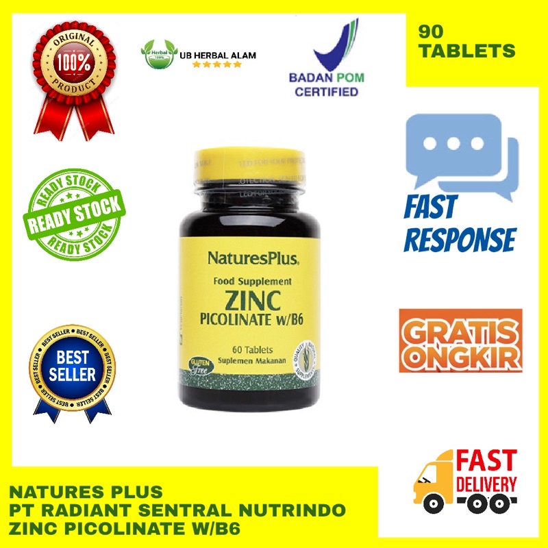 Jual NATURES PLUS Zinc Picolinate W B6 Isi 60 Tablets Shopee Indonesia