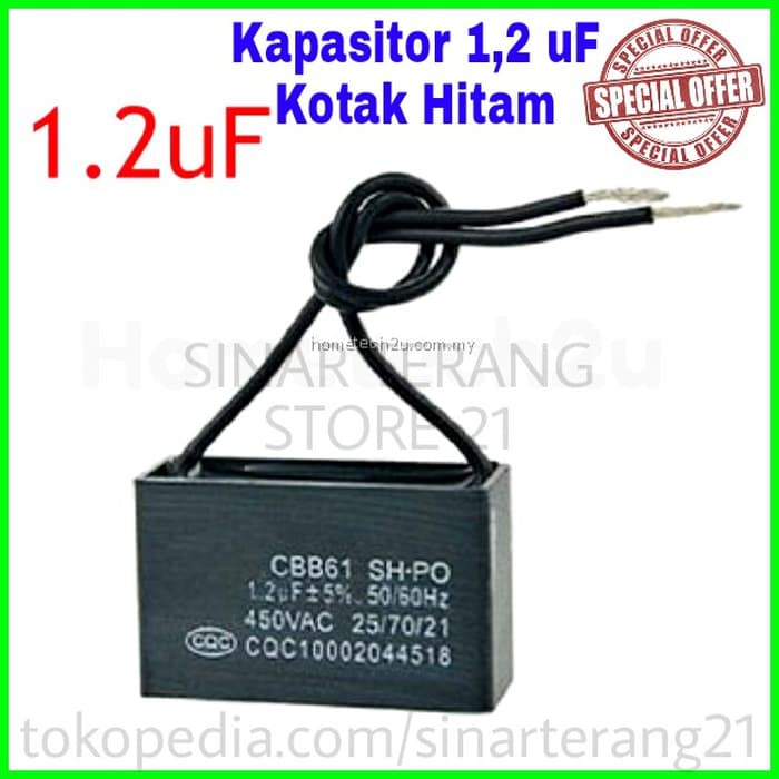 Jual Kapasitor Kotak 1,2 uF 450VAC KOTAK HITAM Capasitor 1.2 mikro