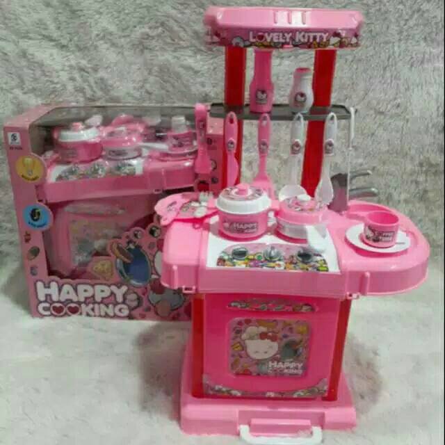 Jual Mainan Anak Kitchen Set Happy Cooking Lovely Kitty Kompor Bisa Nyala Dan Bunyi | Shopee Indonesia
