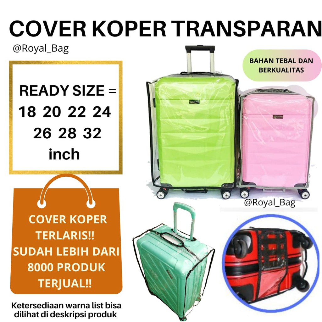 Cover Koper / Plastik / Sarung Koper Ukuran 20 , 22, 24 , 28, 32 Inchi Transparan Bening Murah