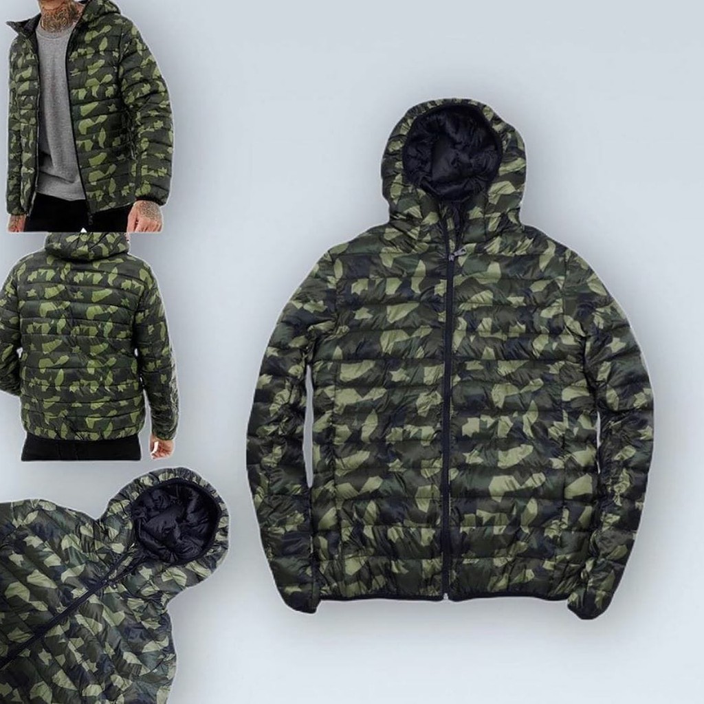 Pull n Bear Men Puffer Jacket Camo BIGSIZE Winter Jaket JUMBO SIZE