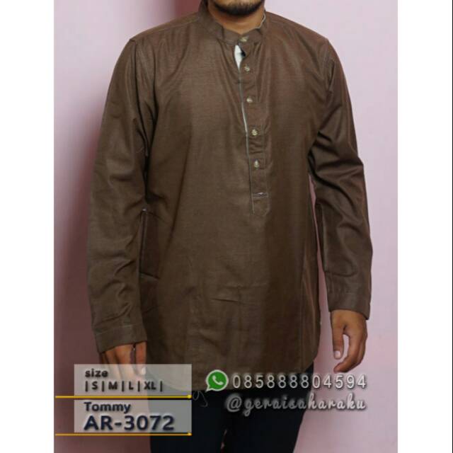 Jual Baju Koko Casual Warna Coklat Tua | Shopee Indonesia
