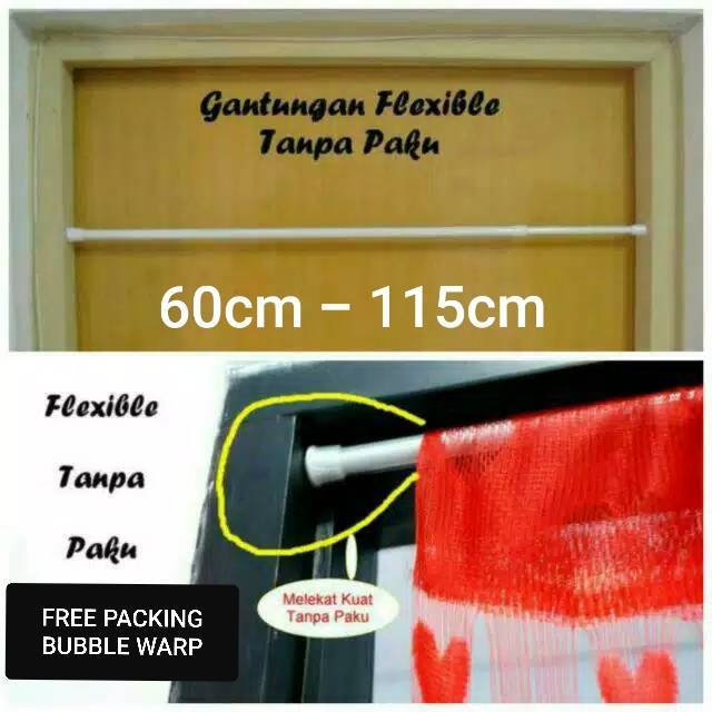 Tiang batang gantungan gorden tirai pintu kolong meja jendela besi