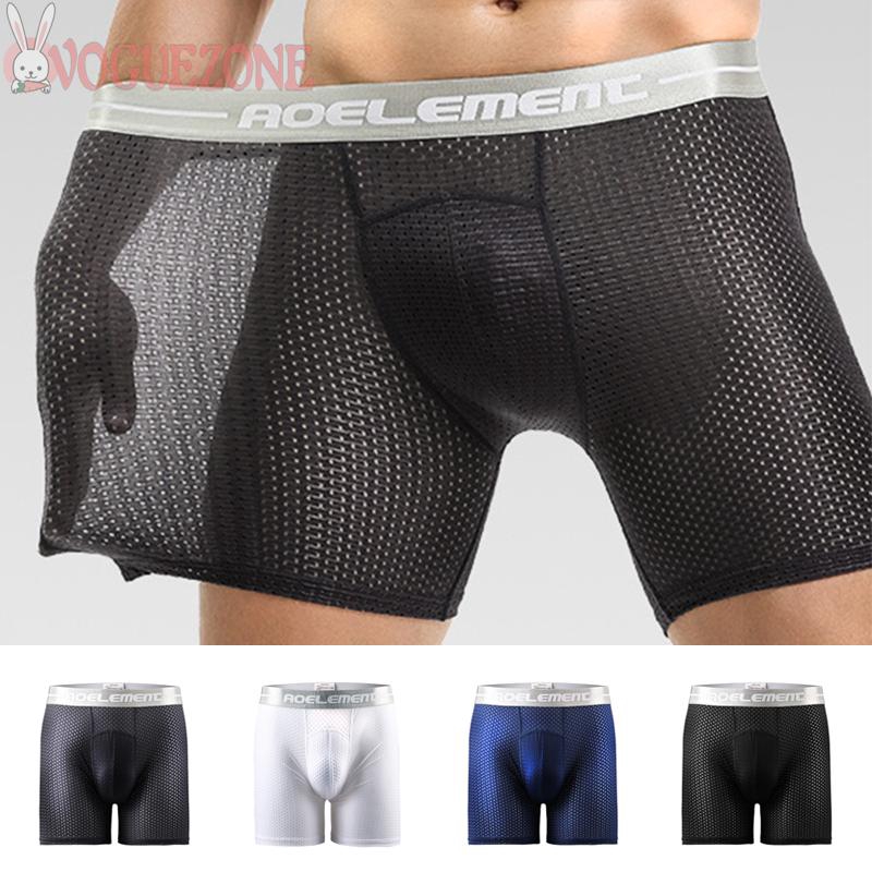 Celana Dalam Pria Model Mid Waist Slim Bahan Mesh Breathable Nyaman Dengan Kantung Tonjolan