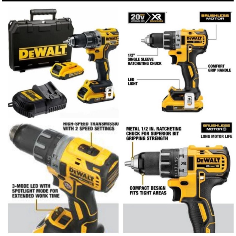 Jual Mesin Bor 18V Dewalt DCD791D2B1 XR Lion Brushless Drill Driver 2