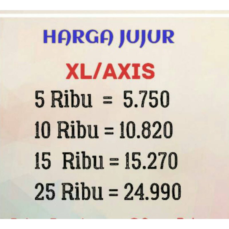TERMURAH! PROMO PULSA XL/AXIS REGULER 5/10/15/25 5000 10000 20000 Ribu