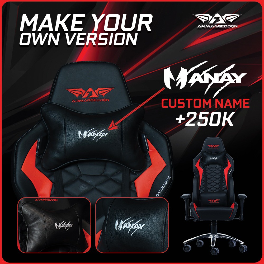 Armaggeddon Kursi Gaming Chair Custom Pillow Bantal Premium PU Leather
