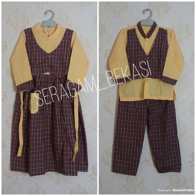 Jual SERAGAM/SETELAN BAJU TK MODEL GAMIS/KOKOH WARNA KUNING  Indonesia|Shopee Indonesia