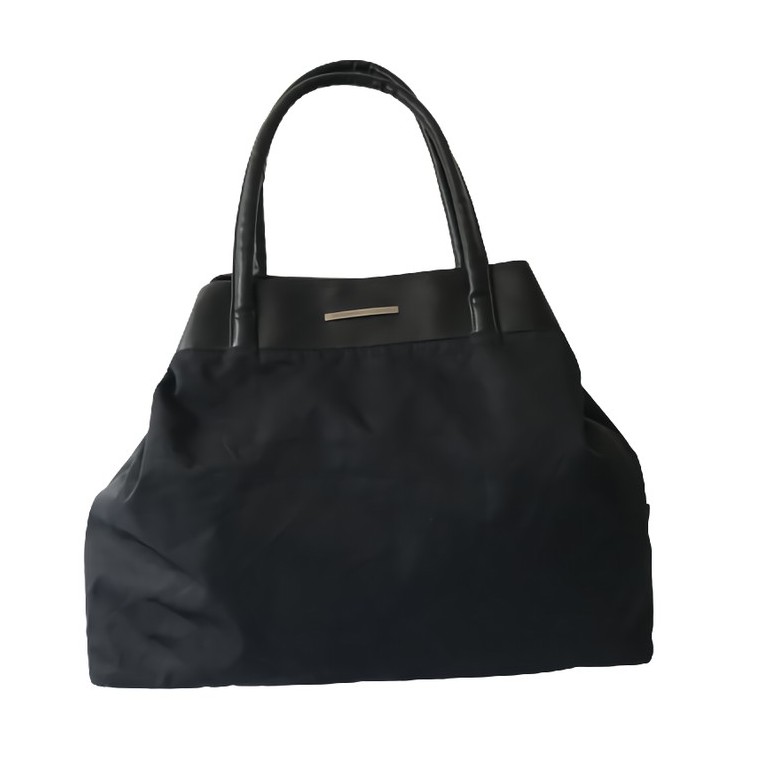Tas belanja tas wanita dari bahan nylon mix leather Original name art by Ssamzie Hitam