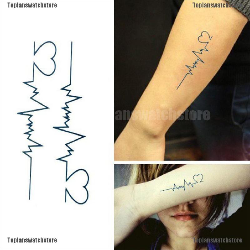 TOPL Tato Temporer Gambar Detak Jantung + Hati Tahan Air