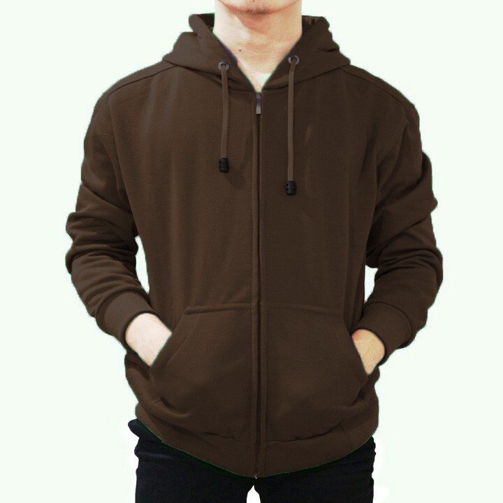 Jual Jaket Polos Hoddie Zipper Resleting Varian Warna Coklat Tua Unisex | Shopee Indonesia