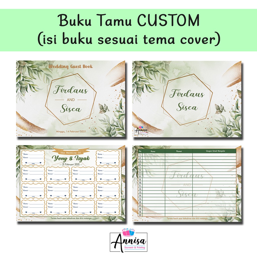 Buku Tamu Pernikahan CUSTOM Wedding Guest Book Shopee