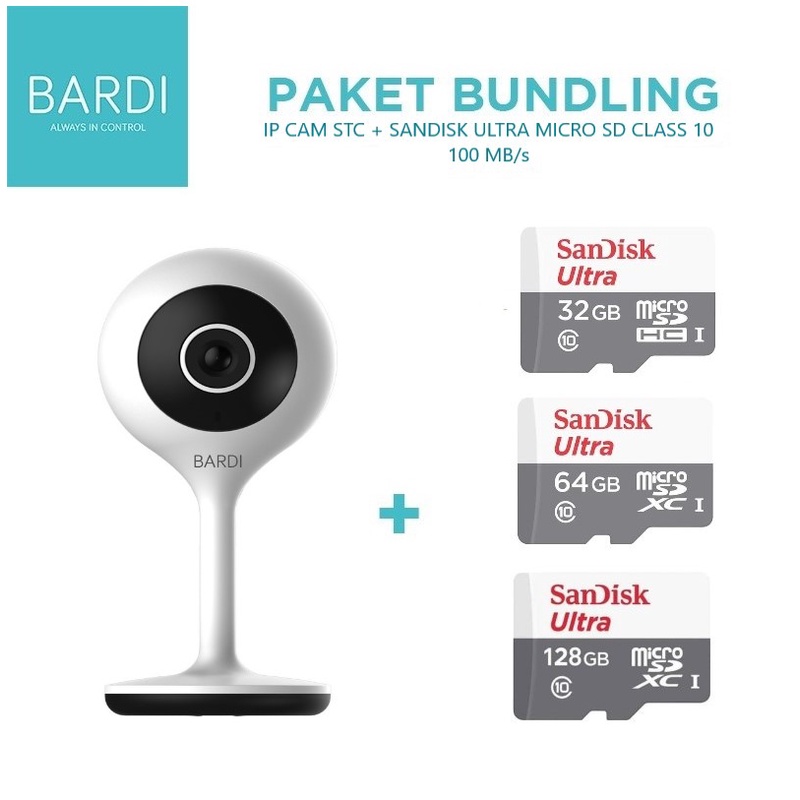Jual BARDI CCTV Indoor Static STC Smart IP Camera Wifi + Micro SD Sandisk 32GB 64GB 128GB Memory