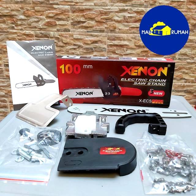 Mini Electric Chain Saw Stand Adapter Chainsaw Senso Gergaji Kayu Gerinda 100mm XENON ECS115A