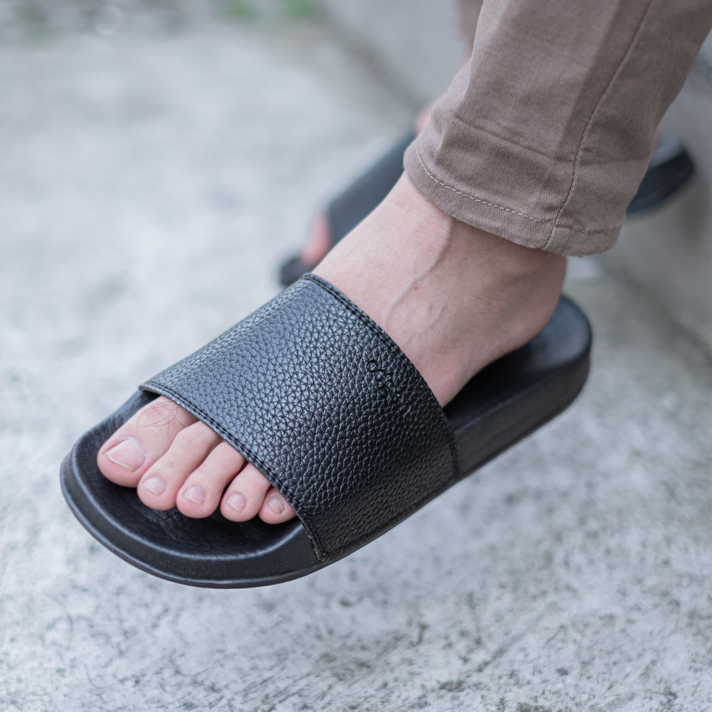 Cogen Sandal Pria Sendal Slop Slide Leather Polos Shopee