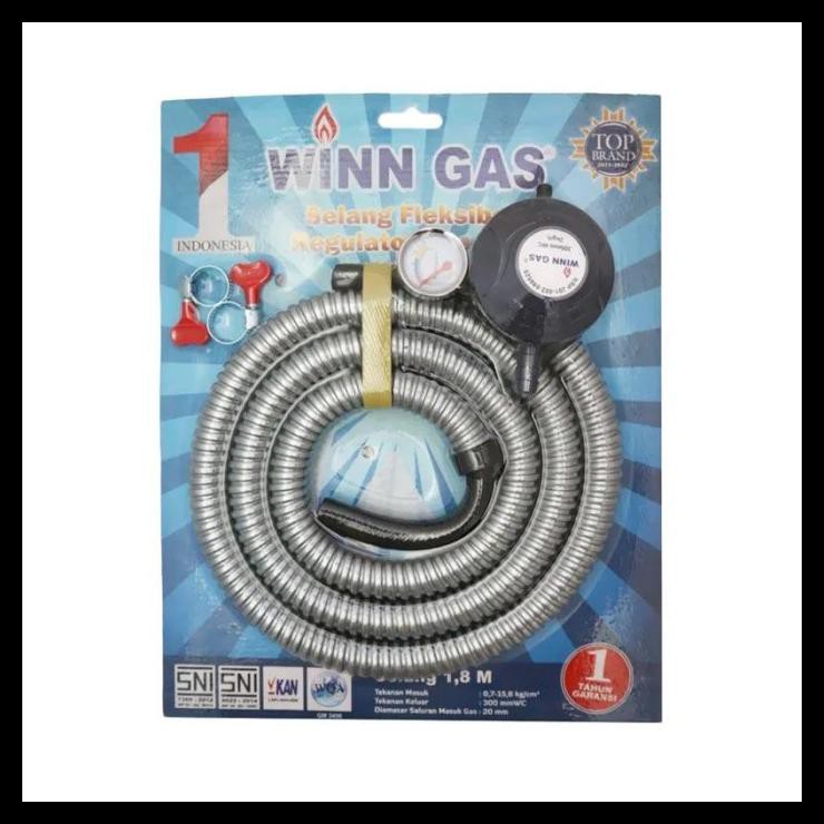 Jual Stok Ready Winn Gas W298M Regulator Meter Dan Selang Flexible