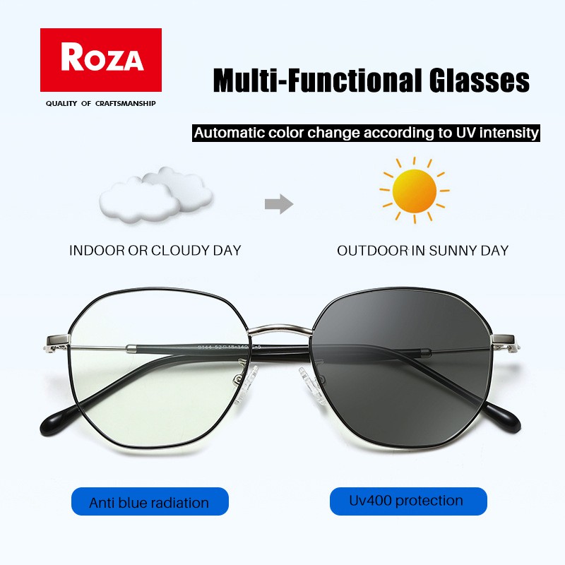 Roza AntiCahaya Biru Kacamata Resep Pria Kacamata Optik